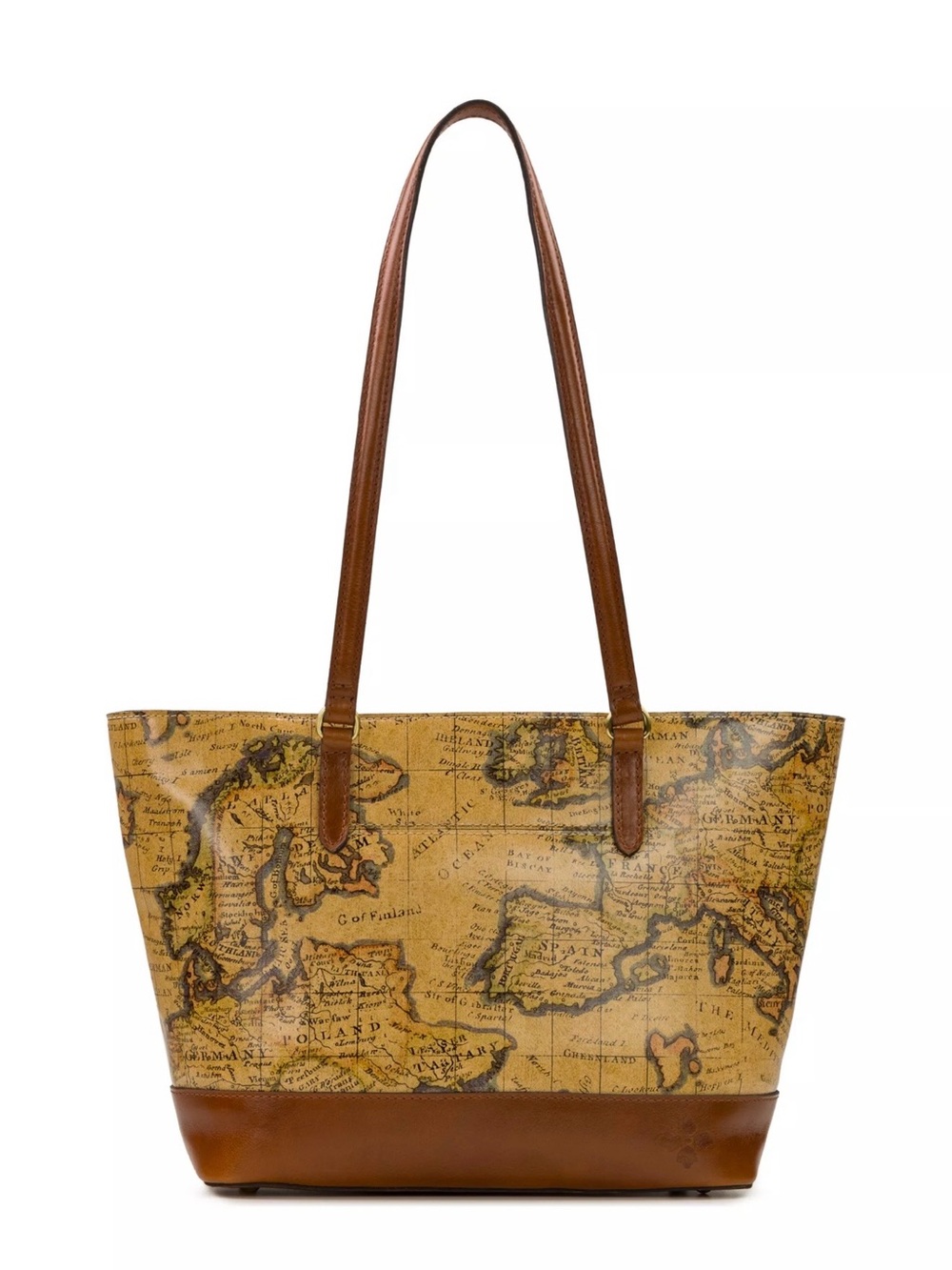 Patricia Nash Map Print Tote in Brown and Tan